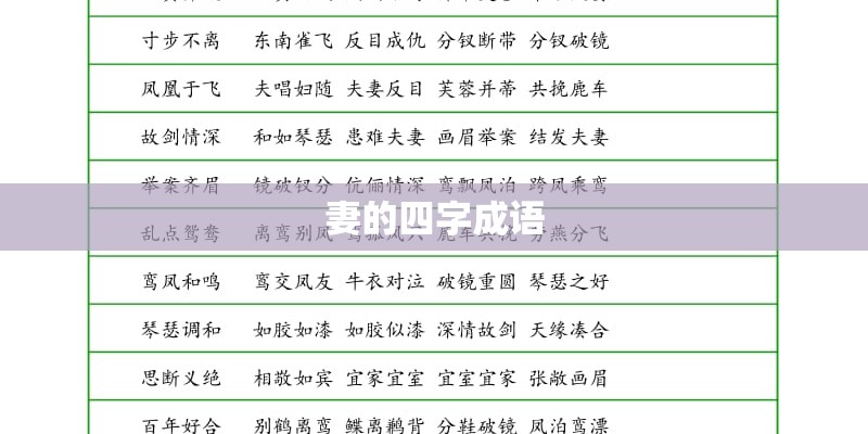 妻的四字成语 妻的四字成语