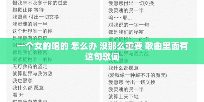 一个女的唱的 怎么办 没那么重要 歌曲里面有这句歌词 一个女的唱的 怎么办 没那么重要 歌曲里面有这句歌词