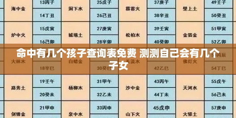 命中有几个孩子查询表免费 测测自己会有几个子女