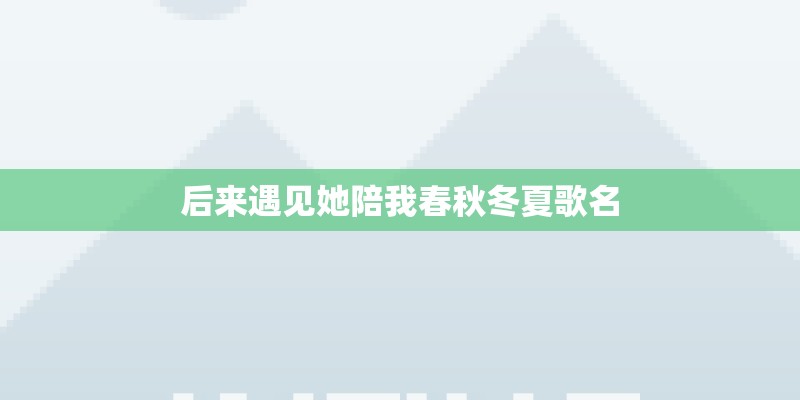 后来遇见她陪我春秋冬夏歌名